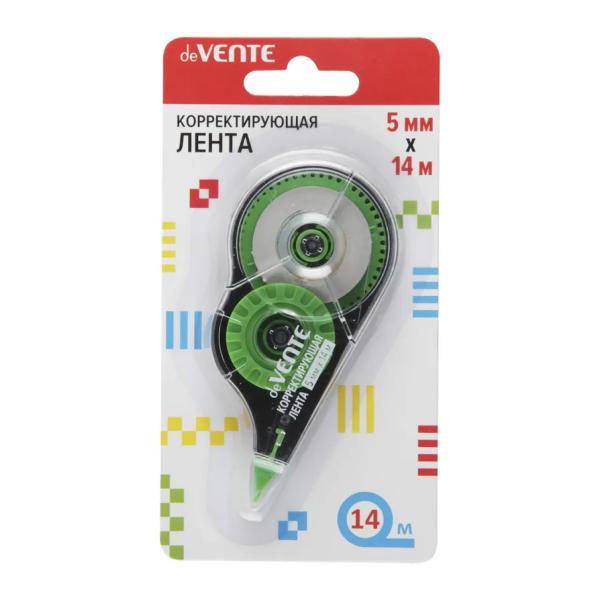 Корректир. лента 5мм х 14м "deVENTE" черно-зеленый полупрозрачный корпус, фронтальный аппликатор, в 