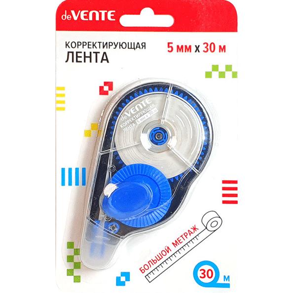 Корректир. лента 5мм х 30м "deVENTE" синий полупрозрачный корпус, боковой аппликатор, в картонном 