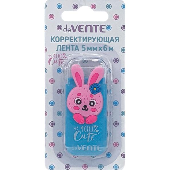Корректир. лента 5мм х 6м "deVENTE. 100% Cute. Rabbit" голубой непрозрачный корпус, фронтальный ап