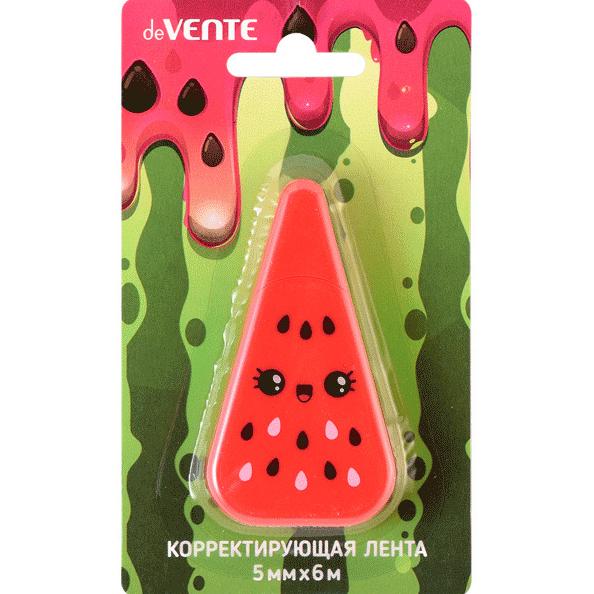 Корректир. лента 5мм х 6м "deVENTE. Watermelon" красный корпус, фронтальный аппликатор, в картонно