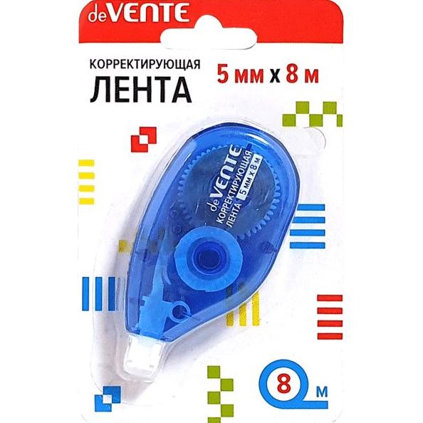 Корректир. лента 5мм х 8м "deVENTE" синий полупрозрачный корпус, боковой аппликатор
