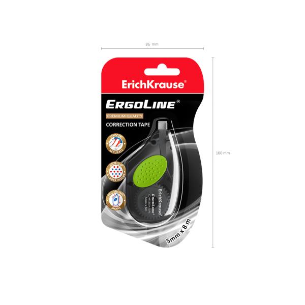 Корректир. лента 5мм х 8м ErichKrause® ErgoLine® с резиновой вставкой,серый