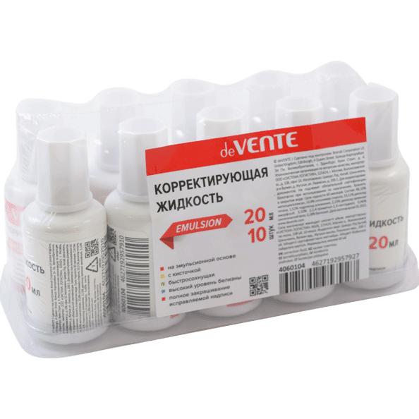 Корректирующая жидкость "deVENTE. Emulsion" 20 мл, быстросохнущая на эмульсионной основе, в бутылочк