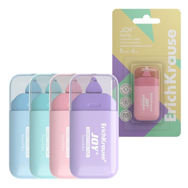 Корректирующая лента 5 мм х 6 м ErichKrause JOY® Pastel, ассорти (в блистере по 1 шт.)