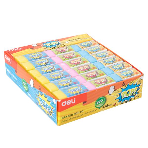 Ластик Deli  POP 35×15×15 мм ассорти