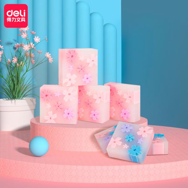 Ластик Deli 35х35х11мм ПВХ ассорти