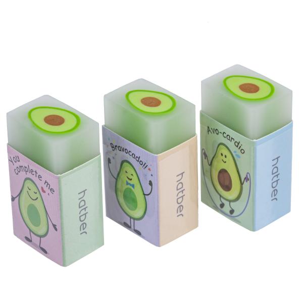 Ластик Hatber "Avocado" PVC прямоугольный 30шт в картонной Дисплей-витрине
