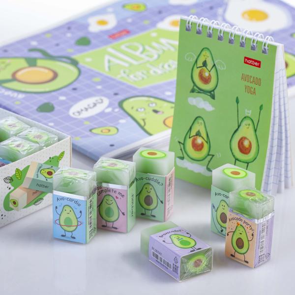 Ластик Hatber "Avocado" PVC прямоугольный 30шт в картонной Дисплей-витрине
