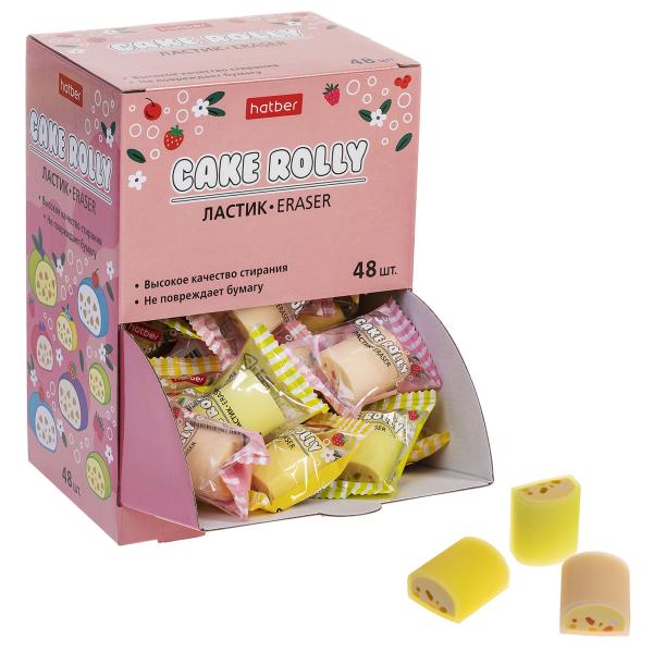 Ластик Hatber PVC Cake Rolly/Рулетики   48шт. в картонной Дисплей-витрине