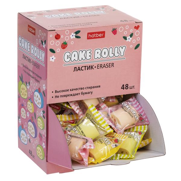 Ластик Hatber PVC Cake Rolly/Рулетики   48шт. в картонной Дисплей-витрине