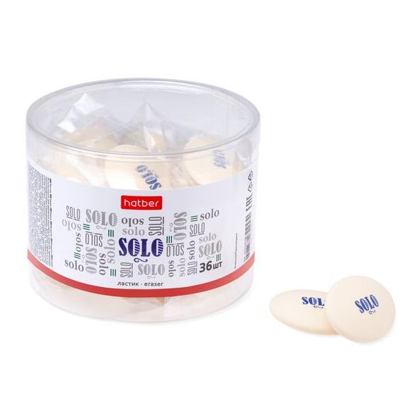 Ластик Hatber Solo из термопластичной резины овальный в пласт.стакане