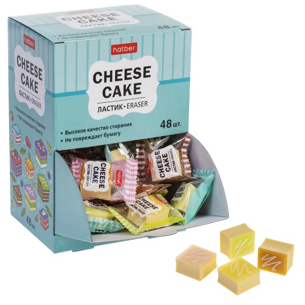 Ластик PVC Hatber Cheese cake/Чизкейк 48шт.  в картонной Дисплей-витрине