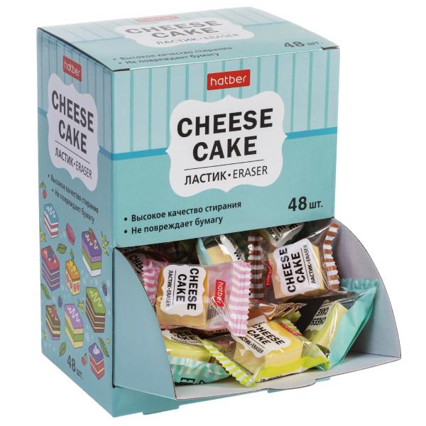 Ластик PVC Hatber Cheese cake/Чизкейк 48шт.  в картонной Дисплей-витрине