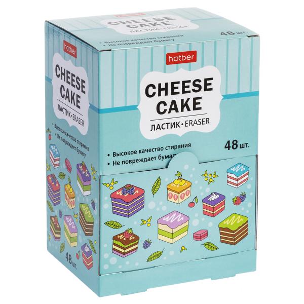 Ластик PVC Hatber Cheese cake/Чизкейк 48шт.  в картонной Дисплей-витрине