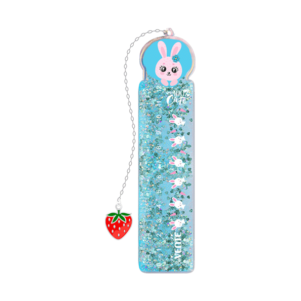 Линейка 15 см "deVENTE. 100% Cute. Rabbit" ПВХ с рисунком и с блестками внутри