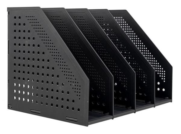 Лоток вертикальный Deli  4отд. складной 332x256x243мм темно-серый пластик