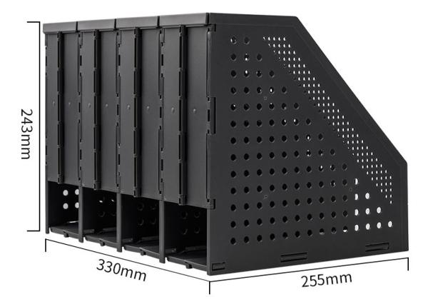 Лоток вертикальный Deli  4отд. складной 332x256x243мм темно-серый пластик
