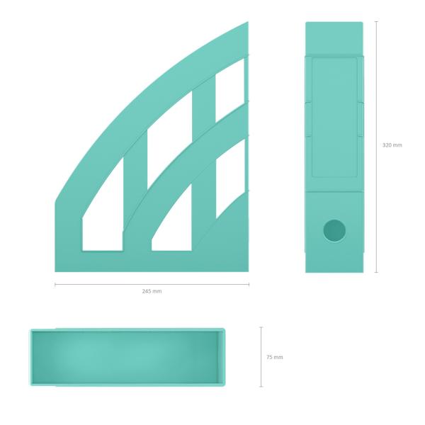 Лоток вертикальный ErichKrause® Office, Pastel Mint, 75мм, мятный