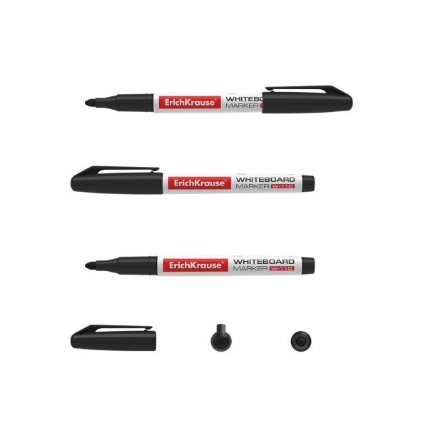 Маркер для доски ErichKrause® W-110, цвет чернил черный (в коробке по 12 шт.)