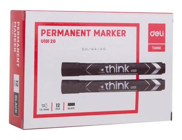 Маркер перманентный Deli  Think скошенный пиш. наконечник 1.5-5мм черный