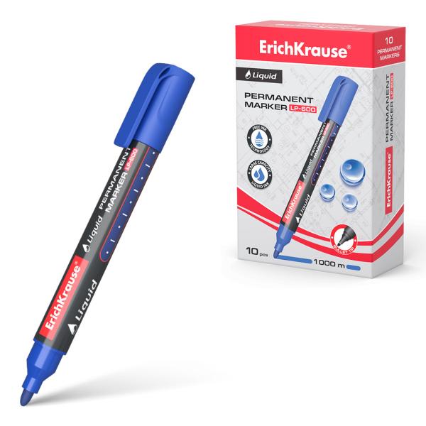 Маркер перманентный с жидкими чернилами ErichKrause® Liquid LP-600, синий 