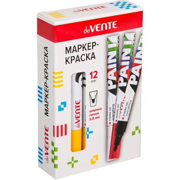 Маркер-краска 2,8 мм "deVENTE" ЖЕЛТЫЙ, алюмин.корпус, с клипом,нитро-основа, пулевид.наконечник