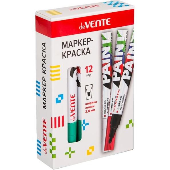 Маркер-краска 2,8 мм "deVENTE" ЗЕЛЁНЫЙ, алюмин.корпус, с клипом,нитро-основа, пулевид.наконечник