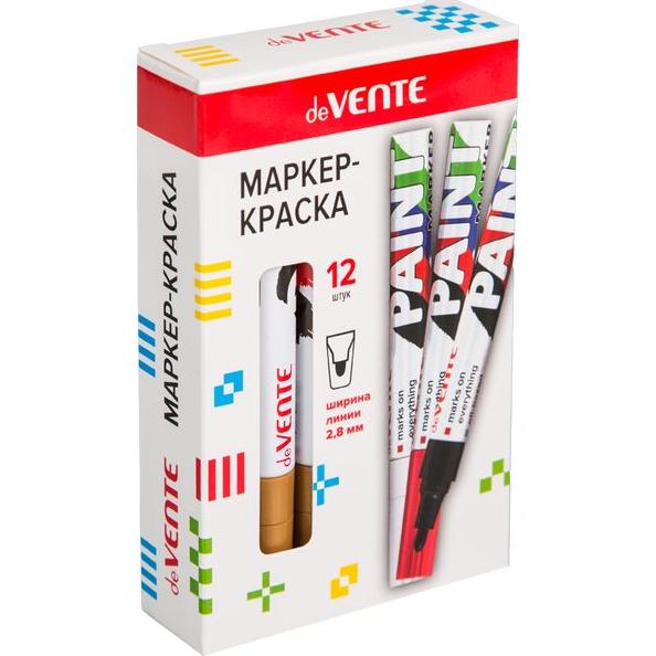 Маркер-краска 2,8 мм "deVENTE" ЗОЛОТИСТЫЙ, алюмин. корпус, с клипом, нитро-основа, пулевидный наконе