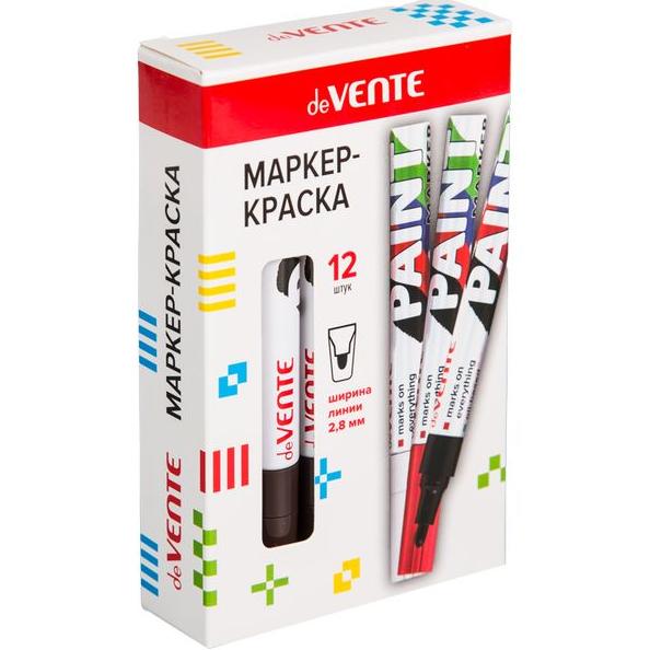 Маркер-краска 2,8 мм "deVENTE" КОРИЧНЕВЫЙ, алюмин.корпус, с клипом,нитро-основа, пулевид.наконечник