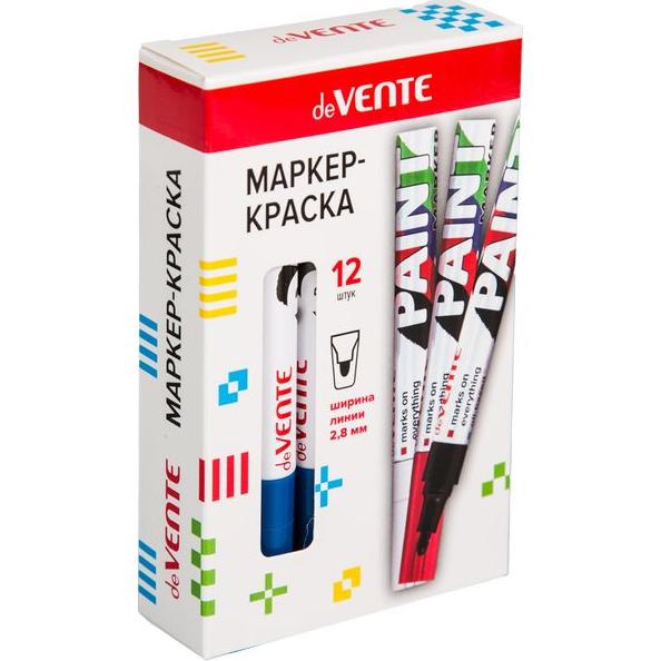 Маркер-краска 2,8 мм "deVENTE" СИНИЙ, алюмин.корпус, с клипом,нитро-основа, пулевид.наконечник