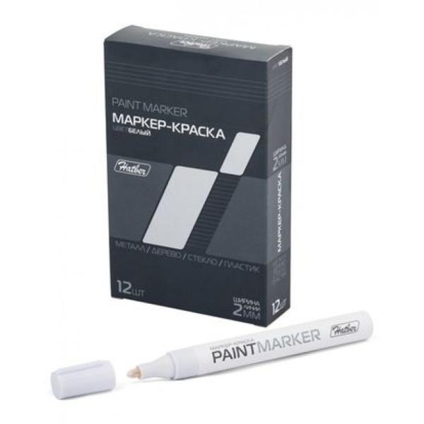 Маркер-краска перманентный 1-4 мм Hatber белый