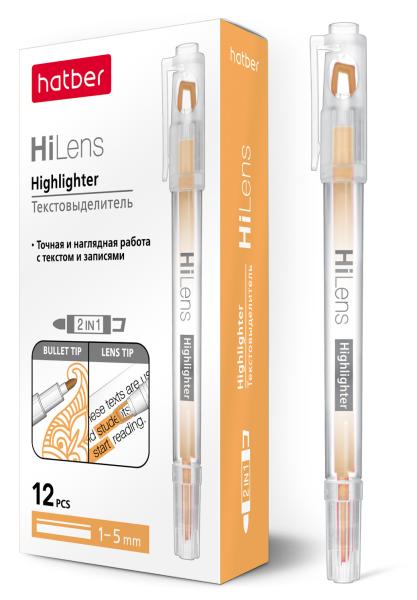 Маркер-текстовыделитель Hatber Hi-Lens Двухсторонний 1 mm/5 mm Оранжевый