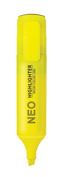 Маркер-текстовыделитель Hatber NEO Желтый, флуоресцентные чернила, клиновидный пишущий узел в картон
