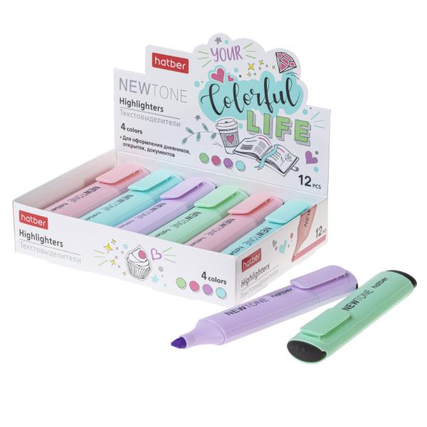 Маркер-текстовыделитель Hatber NEWtone PASTEL 1мм/5мм Ассорти