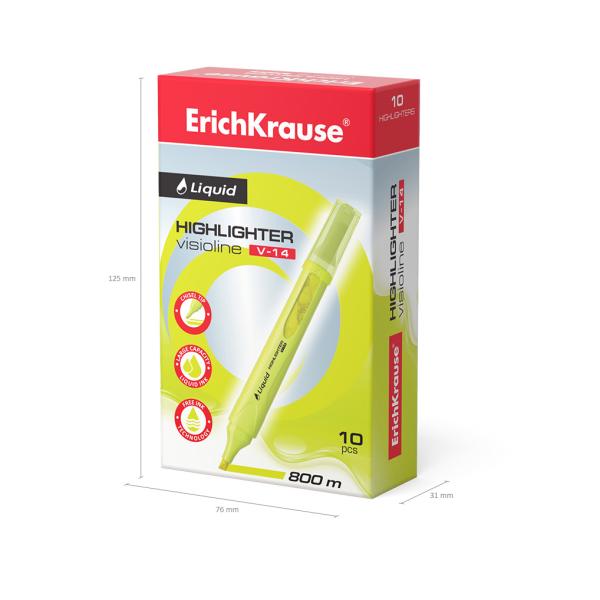 Маркер-текстовыделитель с жидкими чернилами ErichKrause® Liquid Visioline V-14 Neon, желтый