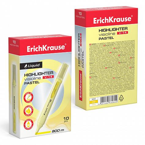 Маркер-текстовыделитель с жидкими чернилами ErichKrause® Liquid Visioline V-14 Pastel, желтый (в кор