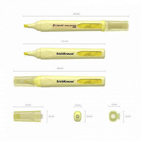Маркер-текстовыделитель с жидкими чернилами ErichKrause® Liquid Visioline V-14 Pastel, желтый (в кор
