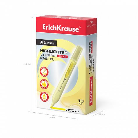 Маркер-текстовыделитель с жидкими чернилами ErichKrause® Liquid Visioline V-14 Pastel, желтый (в кор