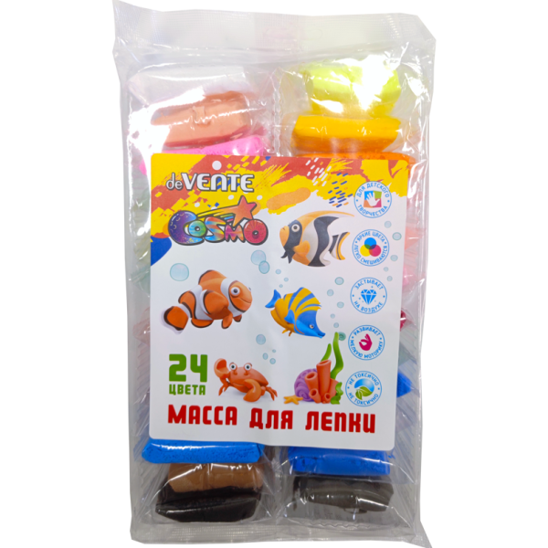 Масса для лепки "deVENTE" 24 цв. 240 гр. легкая, самозатвердевающая, с аксессуарами для моделировани