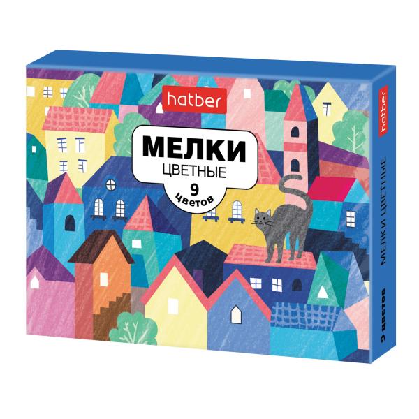Мел 9 цв. Hatber -Городок- в картонной коробке
