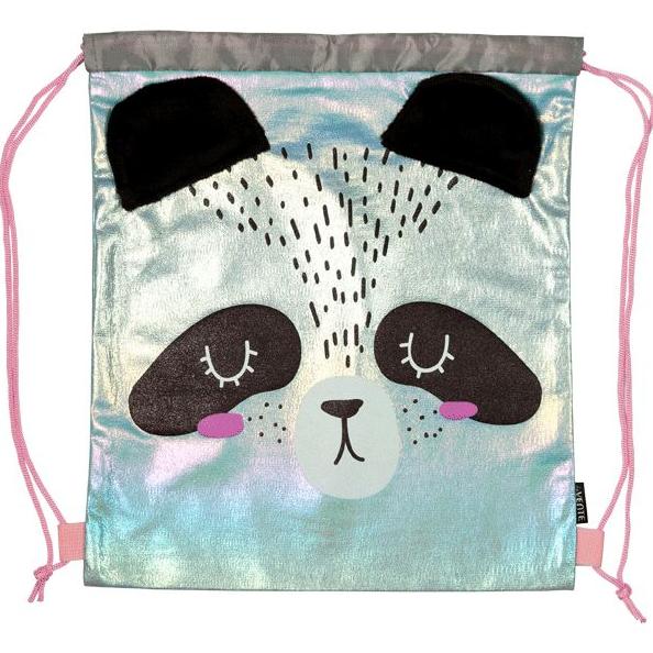 Мешок для обуви 35*40 "deVENTE. Lucky Panda" блестящая ткань, на толстой веревочной завязке, апплика