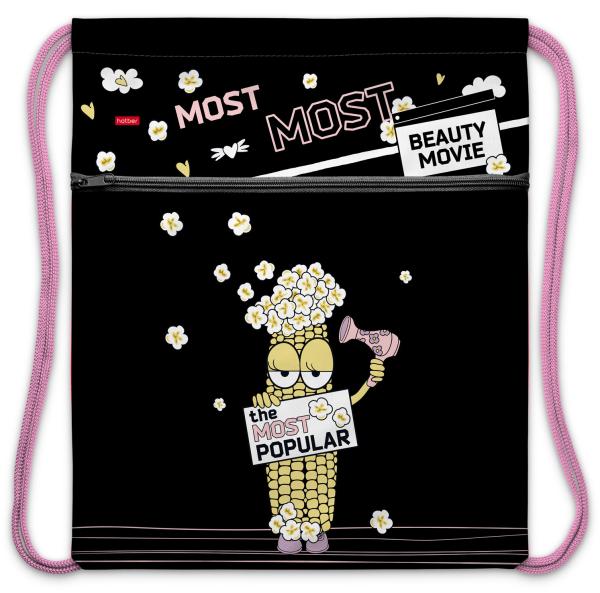 Мешок для сменной обуви Hatber 34х47 см с карманом "Модная кукуруза"   в индив.упак.