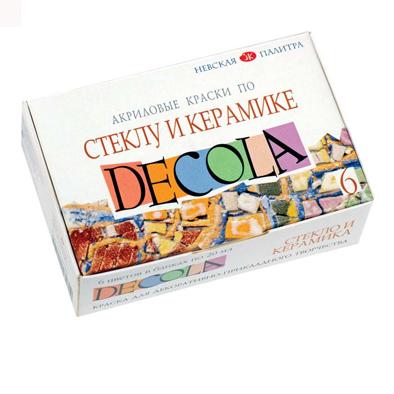 Набор акрил стекло керамика 6 цв 20мл, DECOLA 