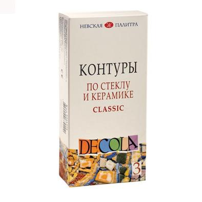 Набор контуров DECOLA по стеклу и керамике, 3 цв (черный, белый, серый), 18 мл