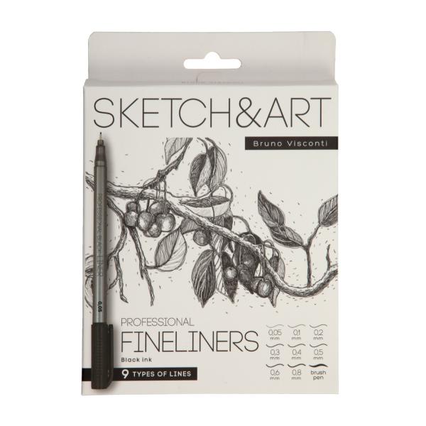 Набор линеров "SKETCH&ART" ЧЕРНОГО ЦВЕТА, 9 ШТ.