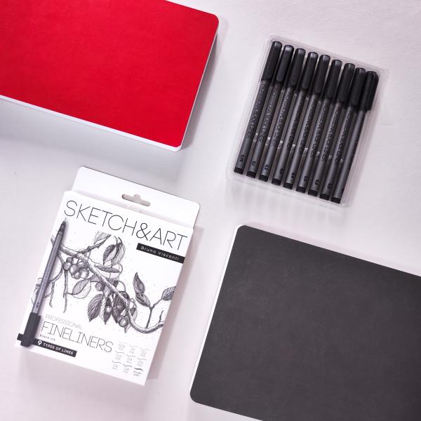 Набор линеров "SKETCH&ART" ЧЕРНОГО ЦВЕТА, 9 ШТ.