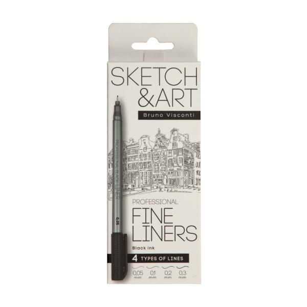 Набор линеров ТОНКИХ "SKETCH&ART" ЧЕРНОГО ЦВЕТА, 4 ШТ.