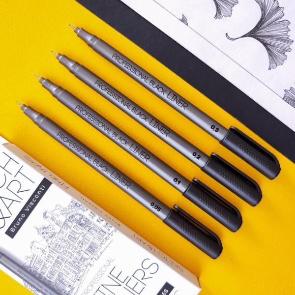Набор линеров ТОНКИХ "SKETCH&ART" ЧЕРНОГО ЦВЕТА, 4 ШТ.