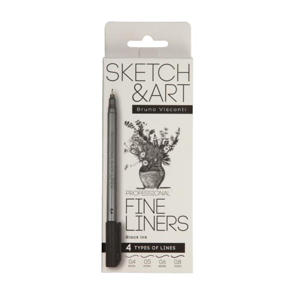 Набор линеров "SKETCH&ART" ЧЕРНОГО ЦВЕТА, УТОЛЩЕННЫХ, 4 ШТ.