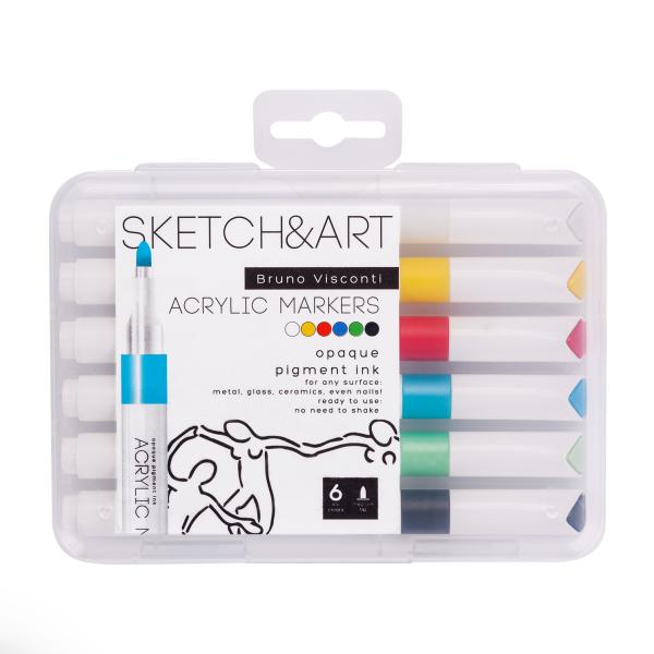 Набор маркеров акриловых "SKETCH&ART" 6 ЦВ.